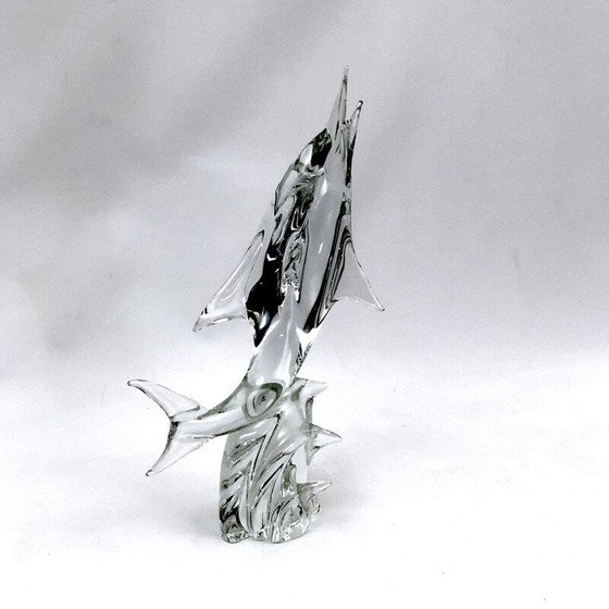 Image 1 of Mid-century Murano glass Dolphin sculpture by Licio Zanetti, 1960