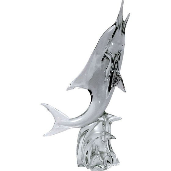 Image 1 of Mid-century Murano glass Dolphin sculpture by Licio Zanetti, 1960