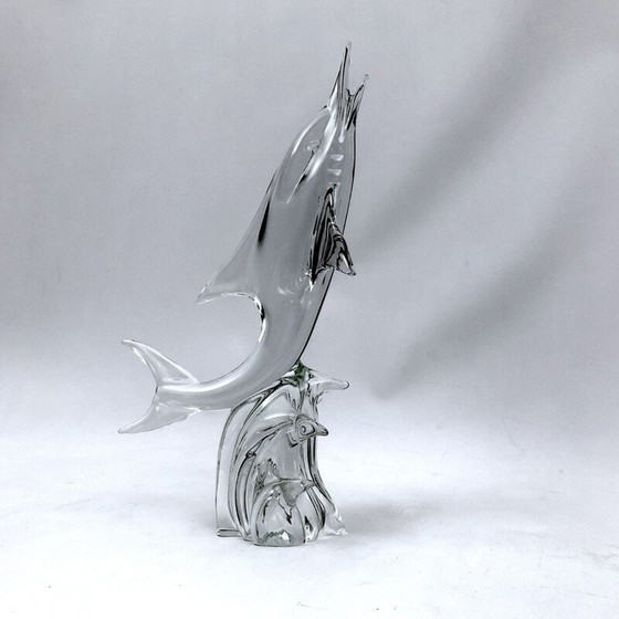 Image 1 of Mid-century Murano glass Dolphin sculpture by Licio Zanetti, 1960