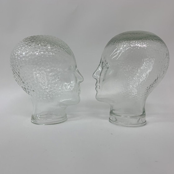 Image 1 of Coppia di sculture vintage in vetro raffiguranti "teste"