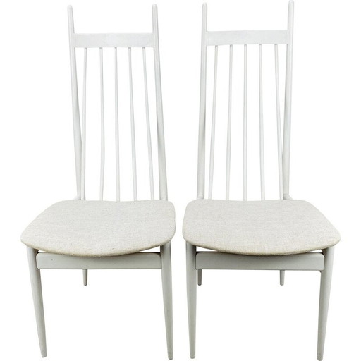 Pair of vintage scandinavian chairs with white bars, 1960