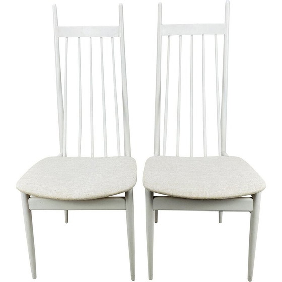 Image 1 of Coppia di sedie scandinave vintage con barre bianche, 1960