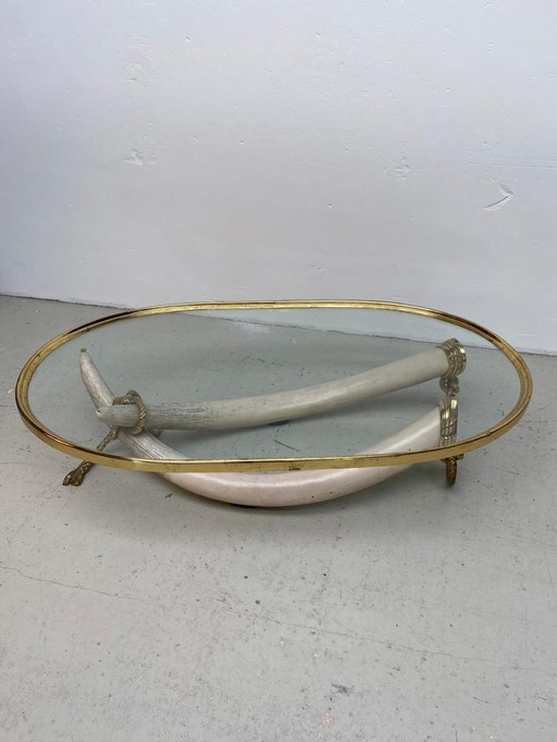 Valenti faux elephant tusk by Italo Valentin coffee table