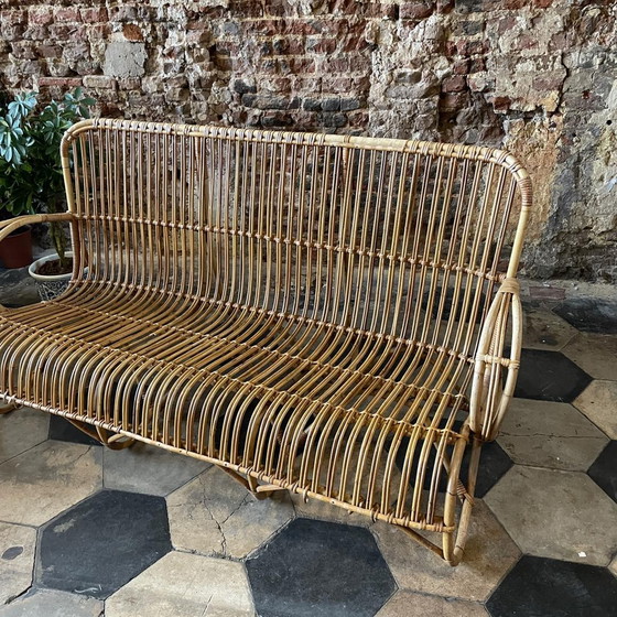Image 1 of Divano vintage Belse 8 in rattan a 3 posti
