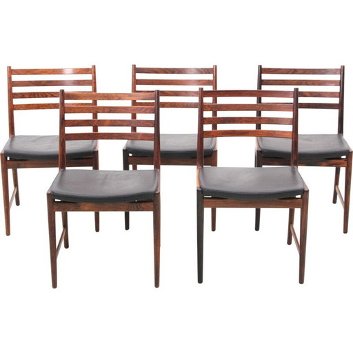 Set of 5 Scandinavian vintage rosewood chairs by Kai Lyngfeldt Larsen for Søren Willadsen