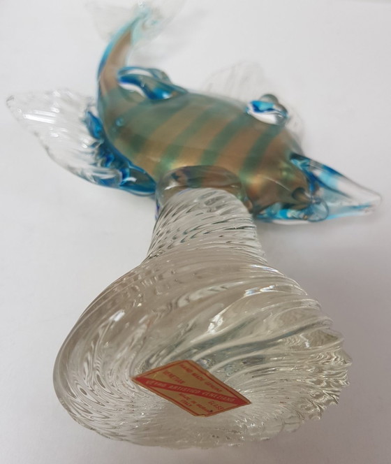 Image 1 of Pez de cristal de Murano con hilos dorados