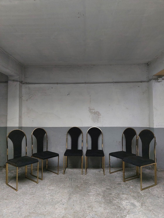 Image 1 of 6 x Vintage dining room chairs Belgo chrome