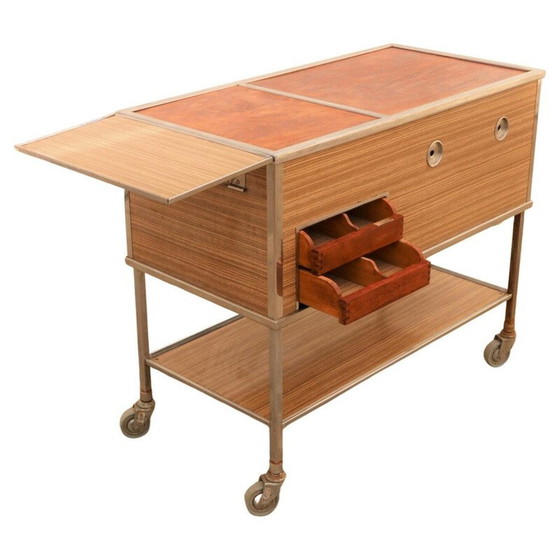Image 1 of Vintage Czechoslovak industrial kitchen serving trolley on wheels, 1970s