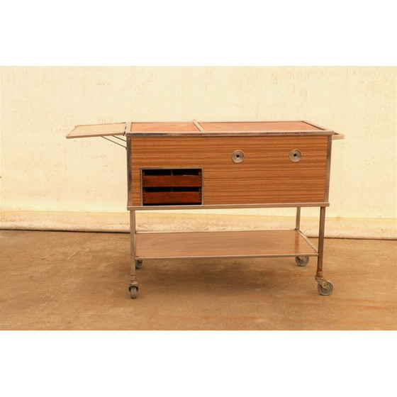 Image 1 of Vintage Czechoslovak industrial kitchen serving trolley on wheels, 1970s