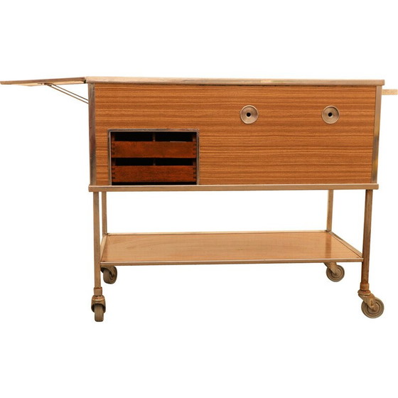 Image 1 of Vintage Czechoslovak industrial kitchen serving trolley on wheels, 1970s