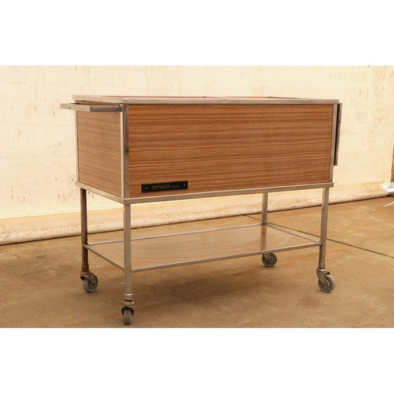 Image 1 of Vintage Czechoslovak industrial kitchen serving trolley on wheels, 1970s