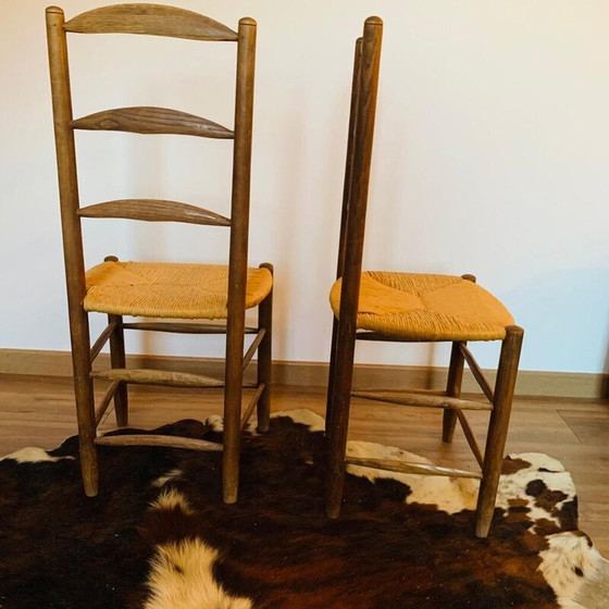 Image 1 of Coppia di sedie vintage in legno massello di paglia