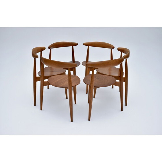 Image 1 of Vintage teak dining set by Hans Wegner Heart for Fritz Hansen, 1950