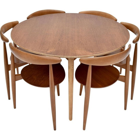 Image 1 of Vintage teak dining set by Hans Wegner Heart for Fritz Hansen, 1950