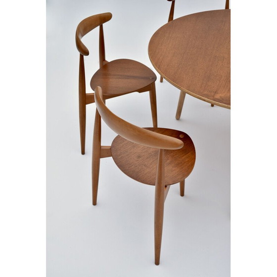 Image 1 of Vintage teak dining set by Hans Wegner Heart for Fritz Hansen, 1950