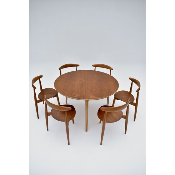 Image 1 of Vintage teak dining set by Hans Wegner Heart for Fritz Hansen, 1950