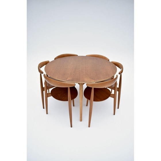 Image 1 of Vintage teak dining set by Hans Wegner Heart for Fritz Hansen, 1950