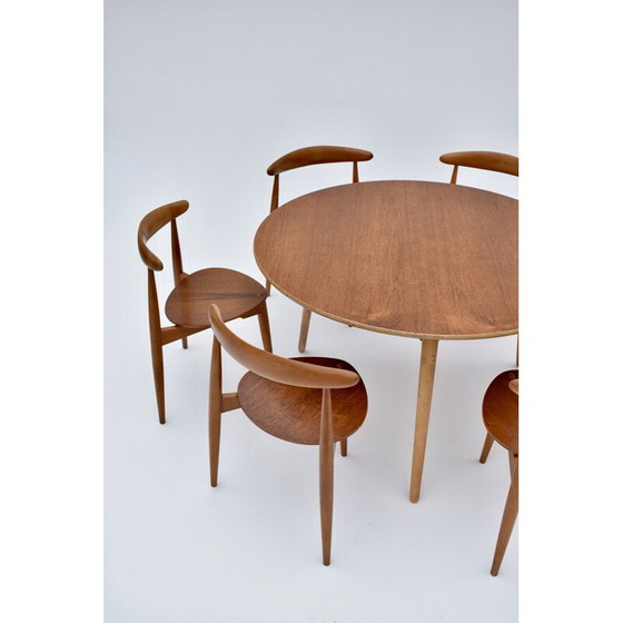 Image 1 of Vintage teak dining set by Hans Wegner Heart for Fritz Hansen, 1950