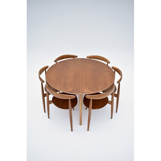 Image 1 of Vintage teak dining set by Hans Wegner Heart for Fritz Hansen, 1950