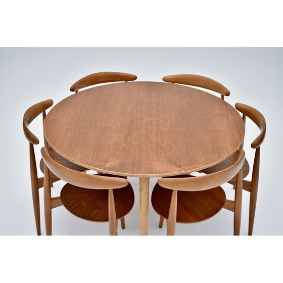 Image 1 of Vintage teak dining set by Hans Wegner Heart for Fritz Hansen, 1950