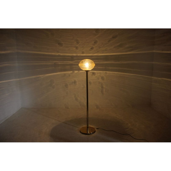 Image 1 of Vintage brass and glass floor lamp for Kamenicky Senov, Czechoslovakia
