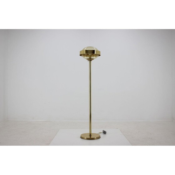 Image 1 of Vintage brass and glass floor lamp for Kamenicky Senov, Czechoslovakia