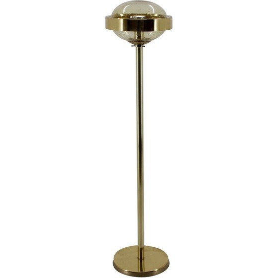 Image 1 of Vintage brass and glass floor lamp for Kamenicky Senov, Czechoslovakia