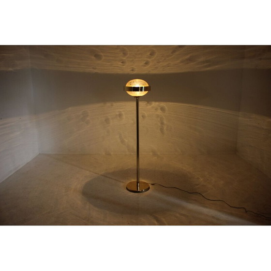 Image 1 of Vintage brass and glass floor lamp for Kamenicky Senov, Czechoslovakia