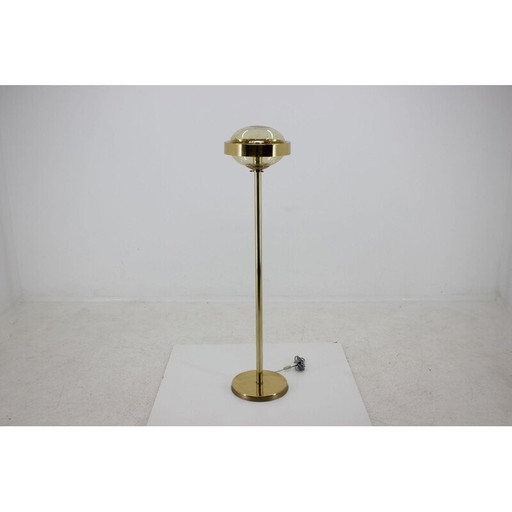 Vintage brass and glass floor lamp for Kamenicky Senov, Czechoslovakia