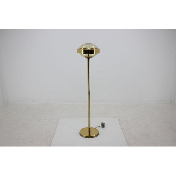 Image 1 of Vintage brass and glass floor lamp for Kamenicky Senov, Czechoslovakia