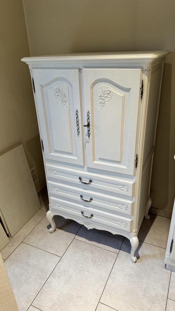 Image 1 of White Display Cabinet 50X160X205 Cm + White Cabinet With Drawers And Doors 56X85X145 Cm