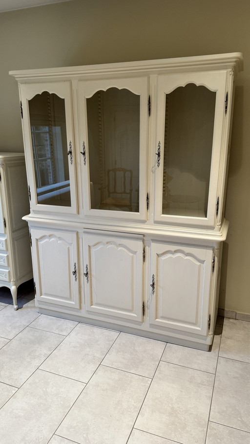 White Display Cabinet 50X160X205 Cm + White Cabinet With Drawers And Doors 56X85X145 Cm