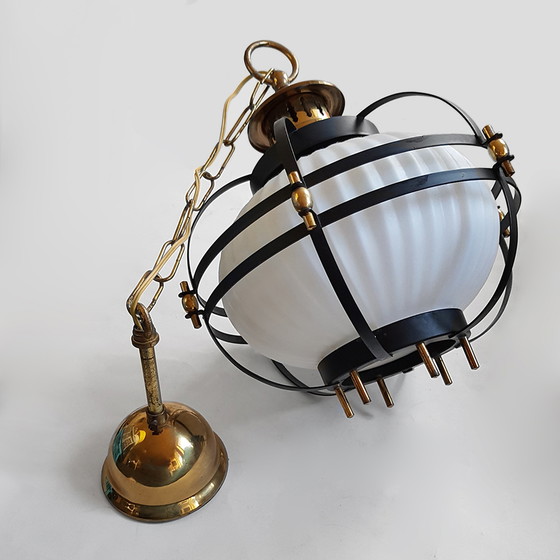 Image 1 of Massive Mid-Century Opaline Glass Maritime Style Lantern