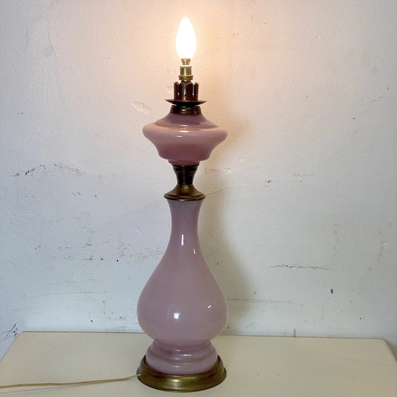 Image 1 of Pink Opaline Lamp Stand