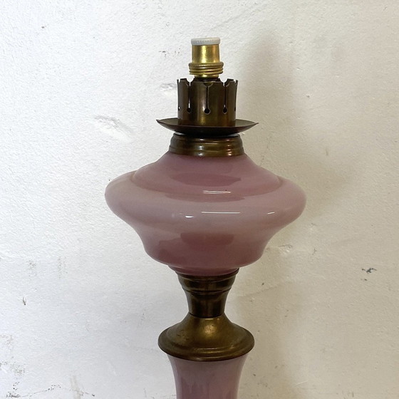 Image 1 of Pink Opaline Lamp Stand