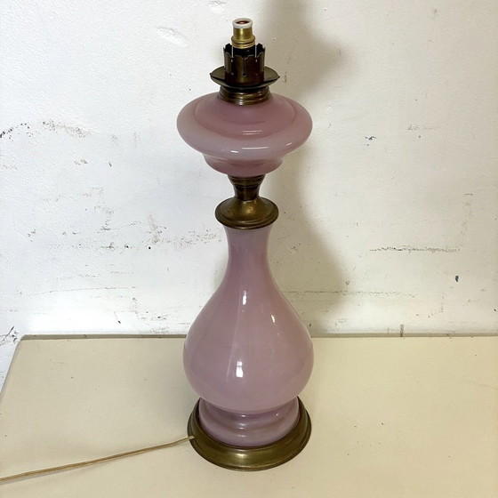 Image 1 of Pink Opaline Lamp Stand