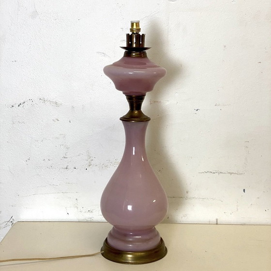 Image 1 of Pink Opaline Lamp Stand