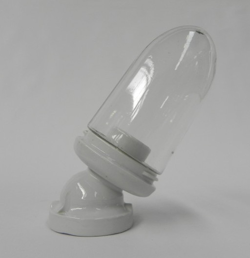 Porcelain wall lamp with glass shade, ridem