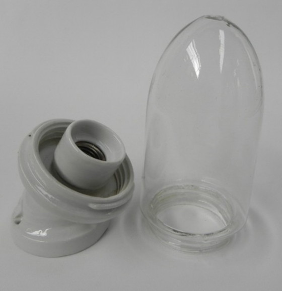 Image 1 of Applique en porcelaine avec abat-jour en verre, ridem