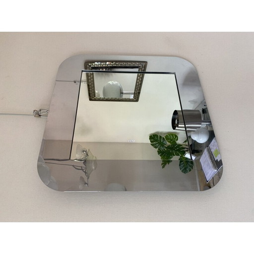 Vintage mirror in chromed metal, Italy 1970