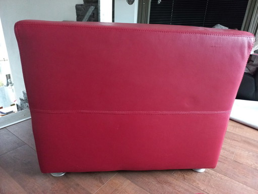 Modern cubic red leather sofa elements