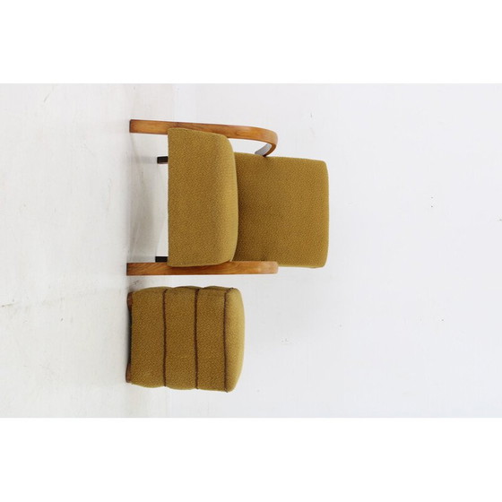 Image 1 of Vintage H-213 armchair with stool by Jindrich Halabala, Czechoalsovakia 1940s