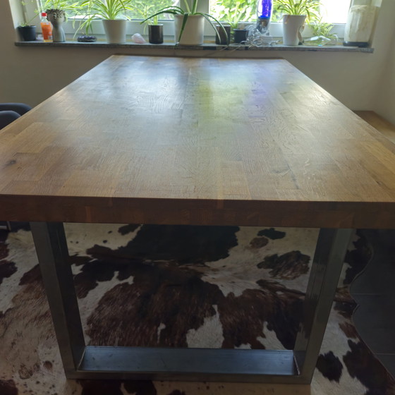 Image 1 of Real wood table Bench Dining area Dining table combination Oak table