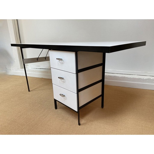 Vintage black lacquered metal desk by Georges Nelson for Herman Miller, USA 1950