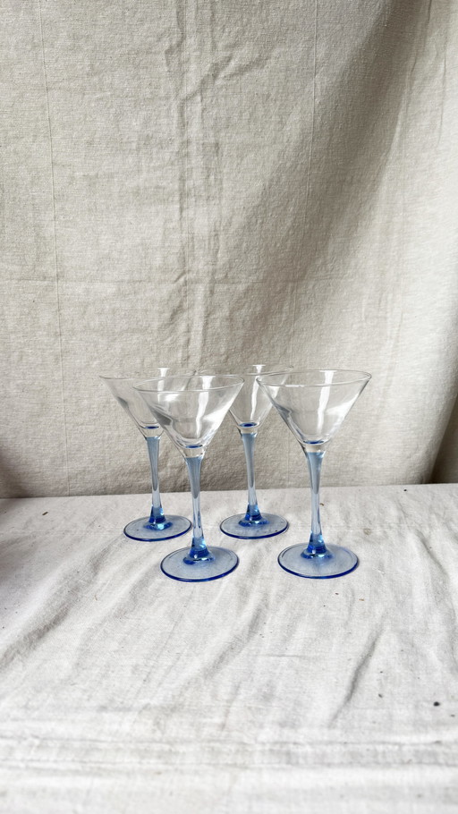 4X Festive Martini Coupe, Light Blue, Luminarc