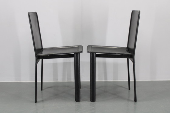 Image 1 of 1980S Set Of Four Dining Chairs In Leather