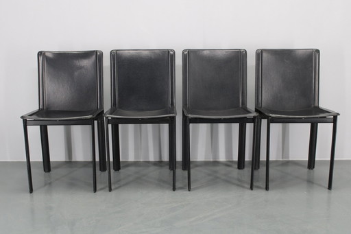 1980S Set Of Four Dining Chairs In Leather