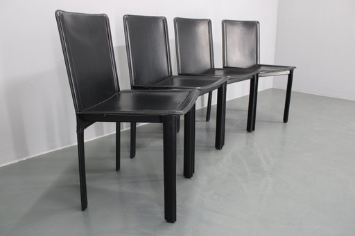 1980S Set Of Four Dining Chairs In Leather