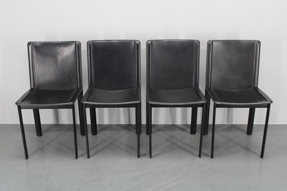 Image 1 of 1980S Set Of Four Dining Chairs In Leather