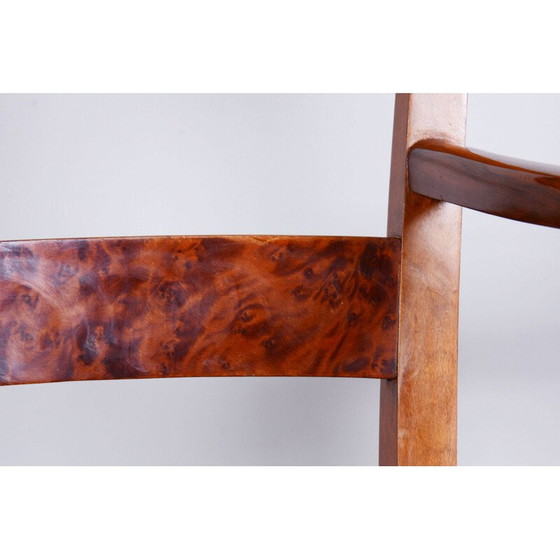 Image 1 of Pair of vintage Art Deco armchairs in beech and fabric, Czechoslovakia 1920